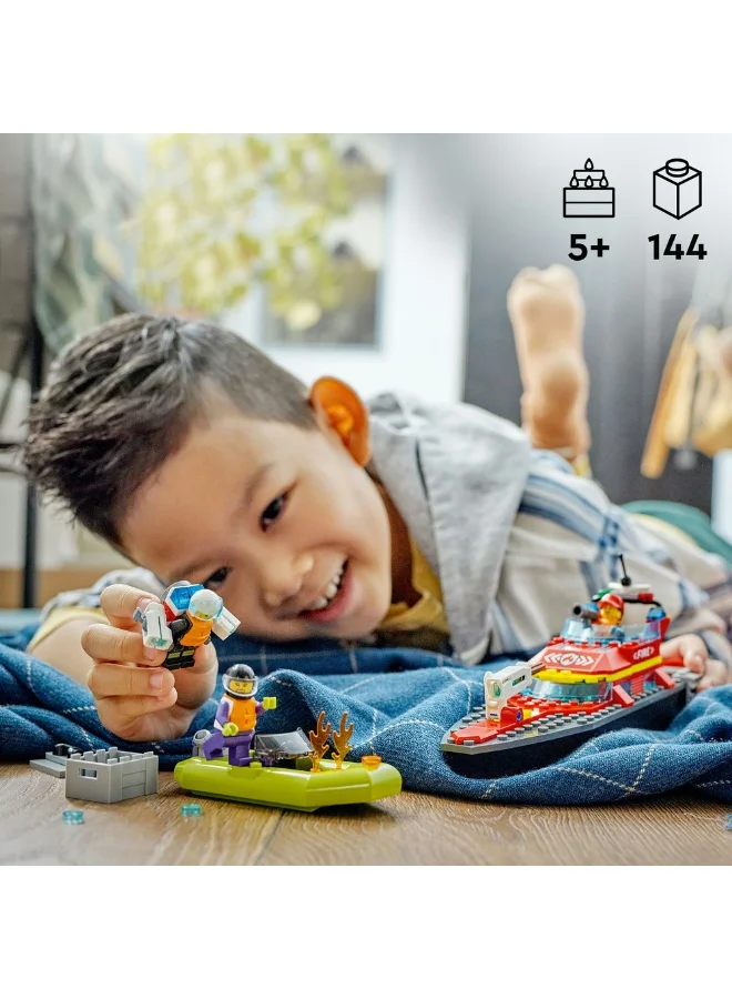 ليغو مجموعة لعبة بناء قارب الإنقاذ من الحريق 60373 من LEGO® City (144 قطعة)