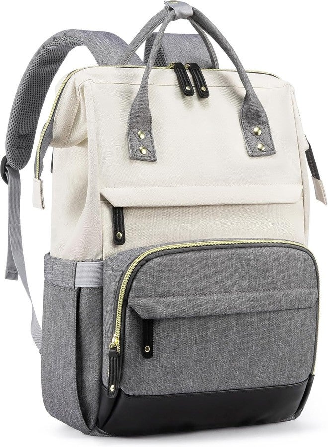 RECTITUDE Laptop Backpack for Women, 17 Inch Work Business Backpacks Purse With Large Capacity, Waterproof Nurse Bag College Bookbag for School, Waterproof Casual Daypack for Travel (Gray) - Image 1