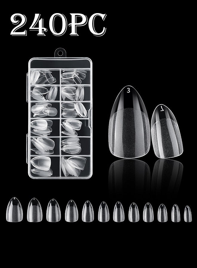 سيستار 240 قطعة من ملصقات الأظافر الهلامية الناعمة القصيرة بلون اللوز - أطراف فرنسية سهلة الاستخدام، 12 مقاسًا من وصلات الأظافر (غير ضارة، صندوق تخزين متضمن) للاستخدام المنزلي وصالونات التجميل - Image 1
