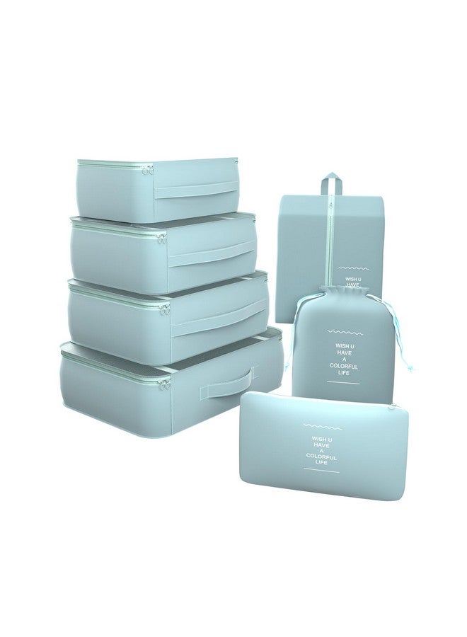Homestic Homestic Set of 7 Travel Organizer | 3 Packing Cubes + 3 Pouches + 1 Toiletry Bag | Travel Luggage Organizer | Luggage Bag for Bra-Pantry-Socks-Shoe-Cosmetics | ZH025LB | Light Blue  - Image 1