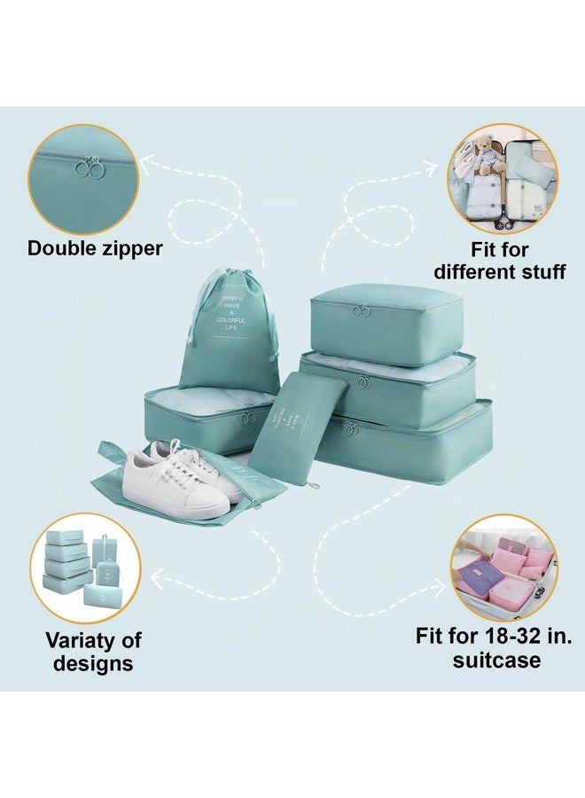 Homestic Homestic Set of 7 Travel Organizer | 3 Packing Cubes + 3 Pouches + 1 Toiletry Bag | Travel Luggage Organizer | Luggage Bag for Bra-Pantry-Socks-Shoe-Cosmetics | ZH025LB | Light Blue  - Image 3