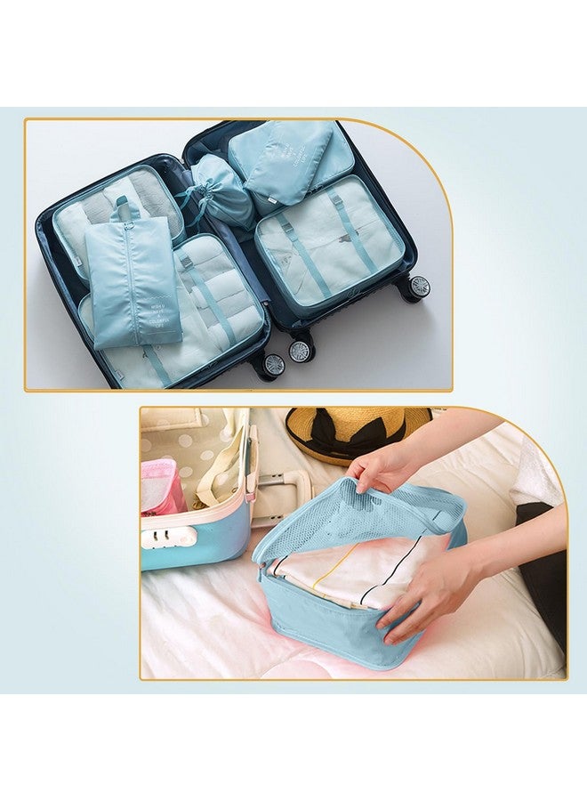 Homestic Homestic Set of 7 Travel Organizer | 3 Packing Cubes + 3 Pouches + 1 Toiletry Bag | Travel Luggage Organizer | Luggage Bag for Bra-Pantry-Socks-Shoe-Cosmetics | ZH025LB | Light Blue  - Image 4