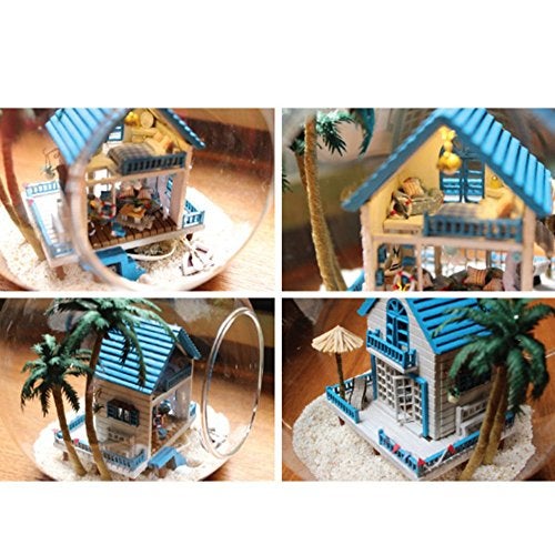 Flever Dollhouse Miniature DIY House Kit Creative Room with Furniture and Glass Cover for Romantic Artwork Gift (Romantic Aegean Sea) - Image 2