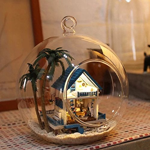 Flever Dollhouse Miniature DIY House Kit Creative Room with Furniture and Glass Cover for Romantic Artwork Gift (Romantic Aegean Sea) - Image 4