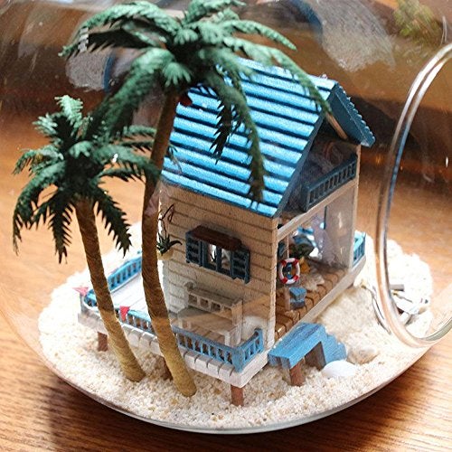 Flever Dollhouse Miniature DIY House Kit Creative Room with Furniture and Glass Cover for Romantic Artwork Gift (Romantic Aegean Sea) - Image 5