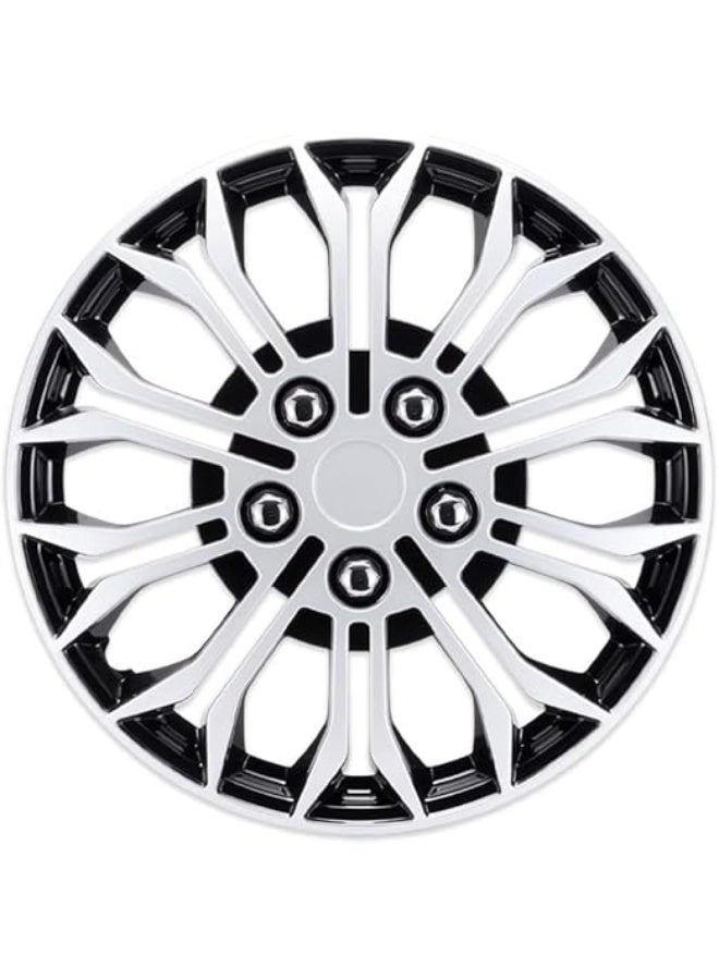 SHEZA STAR Wheel Covers, Black and Silver Spider Design Hub Caps, Set of 4 - Image 4