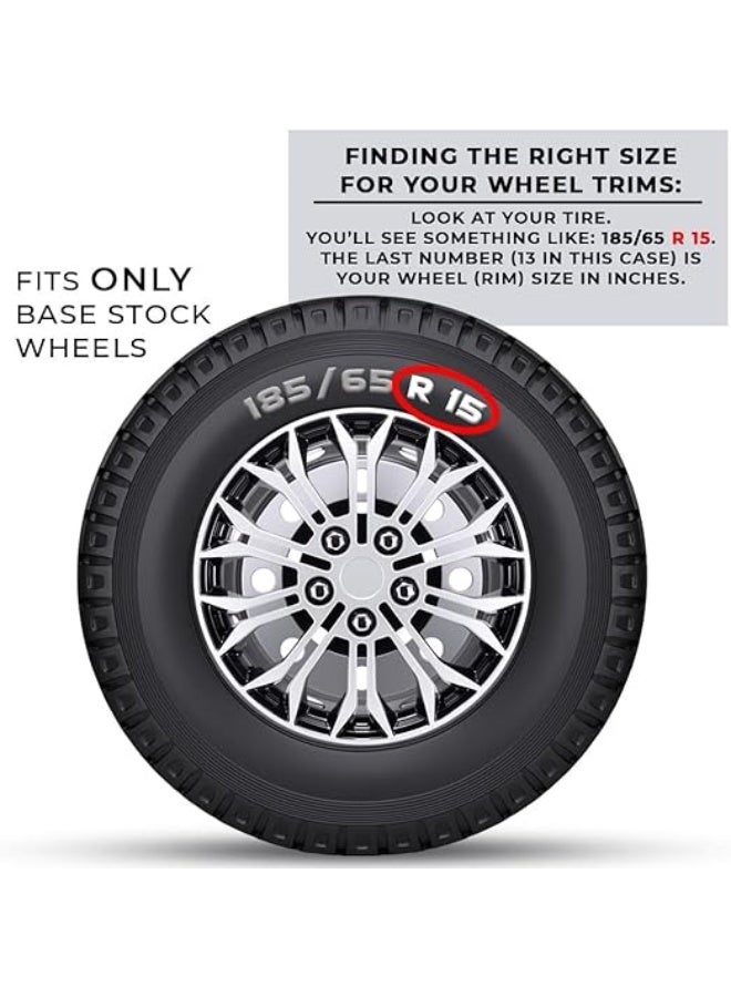 SHEZA STAR Wheel Covers, Black and Silver Spider Design Hub Caps, Set of 4 - Image 3