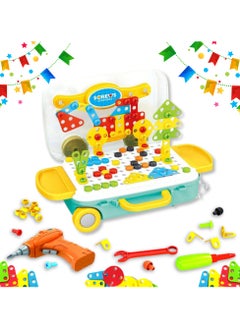 AlsayedP 183 Pcs Drill Toys Creative Mosaic Drill and Screwdriver Set for Kids Construction Building Blocks STEM Learning Kit with Car Shape Storage Box  - Image 1
