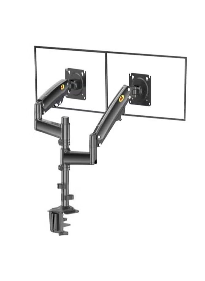 NB H180 Dual Screen Desktop Mount – Adjustable Monitor Arm for 22" to 32" Screens – Ergonomic Stand for 2 Monitors, Full Motion Swivel, Tilt, and Rotation – Black - Image 1