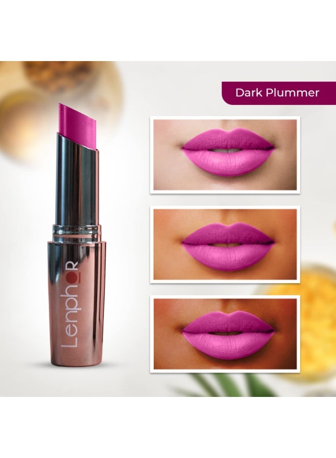Lenphor Treasure Matte Lipstick, Long Lasting Lipstick    Dark Plummer, 3gm - Image 4
