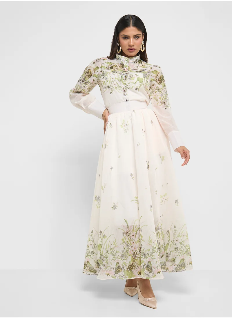 Khizana Print Shirt & Skirt Set