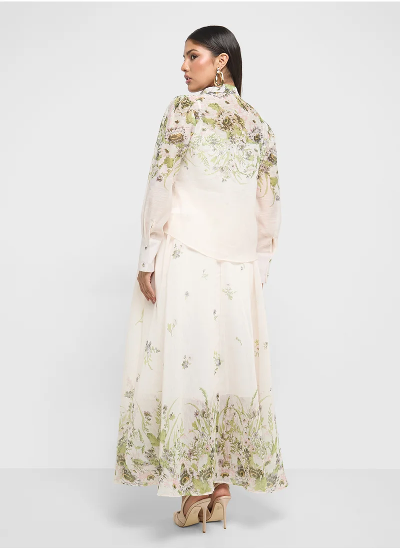 Khizana Print Shirt & Skirt Set