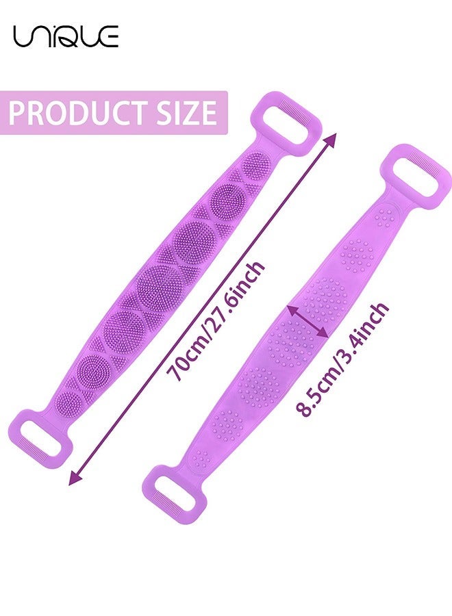 Unique 2 Pcs Silicone Back Scrubber for Shower,Silicone Body Scrubber,Exfoliating & Deep Clean,Silicone Bath Body Brush for Men and Women,Comfortable Massage and Skin Health - Blue/Purple - Image 2