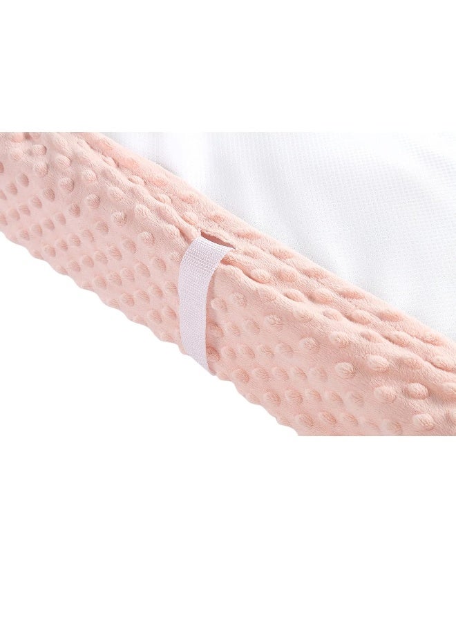 Aullar Solid Changing Table Pad Cover Cradle Sheet, Fits 32"/34''x16 Contoured Diaper Changing Pad, Ultra Soft Cozy Dots Plush Changing Table Covers, Breathable Wipeable Removable (Light Pink) - Image 4