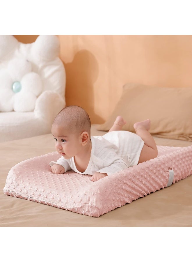 Aullar Solid Changing Table Pad Cover Cradle Sheet, Fits 32"/34''x16 Contoured Diaper Changing Pad, Ultra Soft Cozy Dots Plush Changing Table Covers, Breathable Wipeable Removable (Light Pink) - Image 5