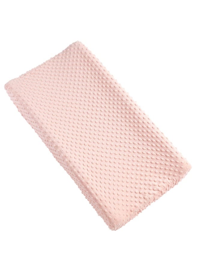 Aullar Solid Changing Table Pad Cover Cradle Sheet, Fits 32"/34''x16 Contoured Diaper Changing Pad, Ultra Soft Cozy Dots Plush Changing Table Covers, Breathable Wipeable Removable (Light Pink) - Image 1