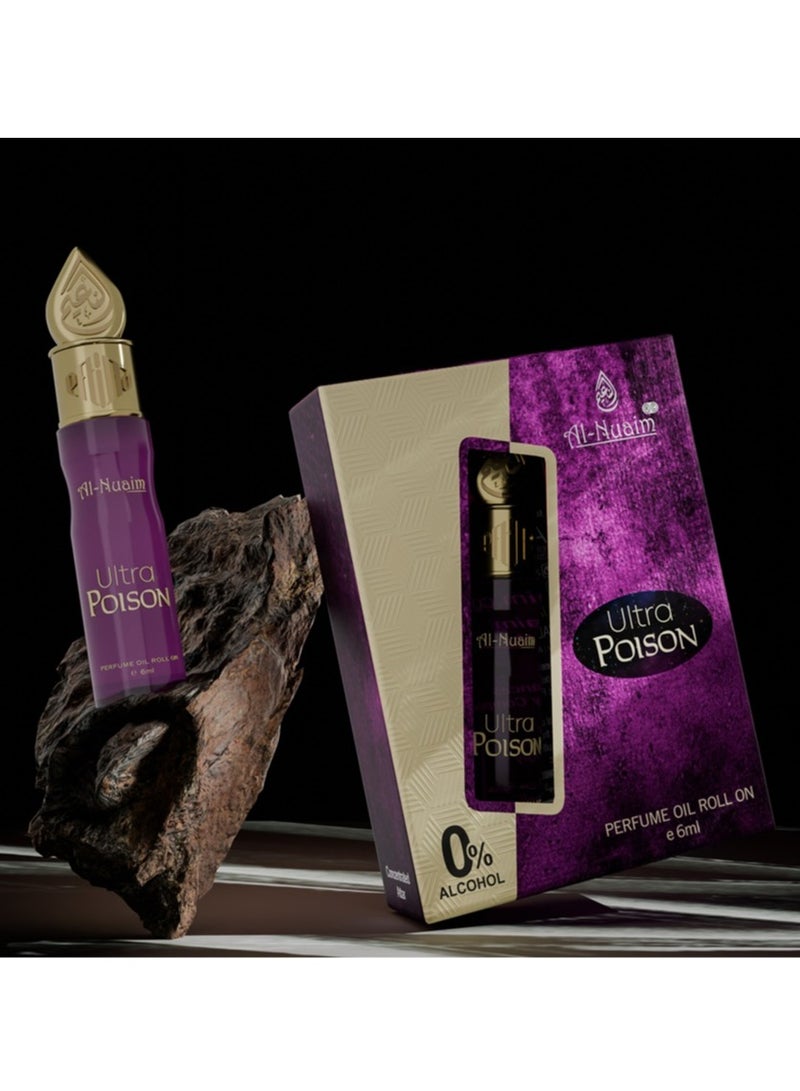 Al-Nuaim Ultra Poison Attar Roll-On 6ml | Alcohol-Free Unisex Concentrated Perfume Oil | Long Lasting Spicy, Woody & Warm Fragrance for Men & Women | Pocket Size Attar