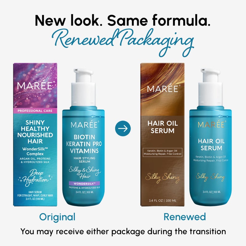 MAREE Hair Oil for Frizzy and Damaged Hair with Vitamins A, E, B5, 2 PACK - Anti Frizz Control SÃ©rum for Curly Women & Men - Aceite de ArgÃ¡n Para el Cabello - Biotin Keratin Antifrizz Products - Image 2