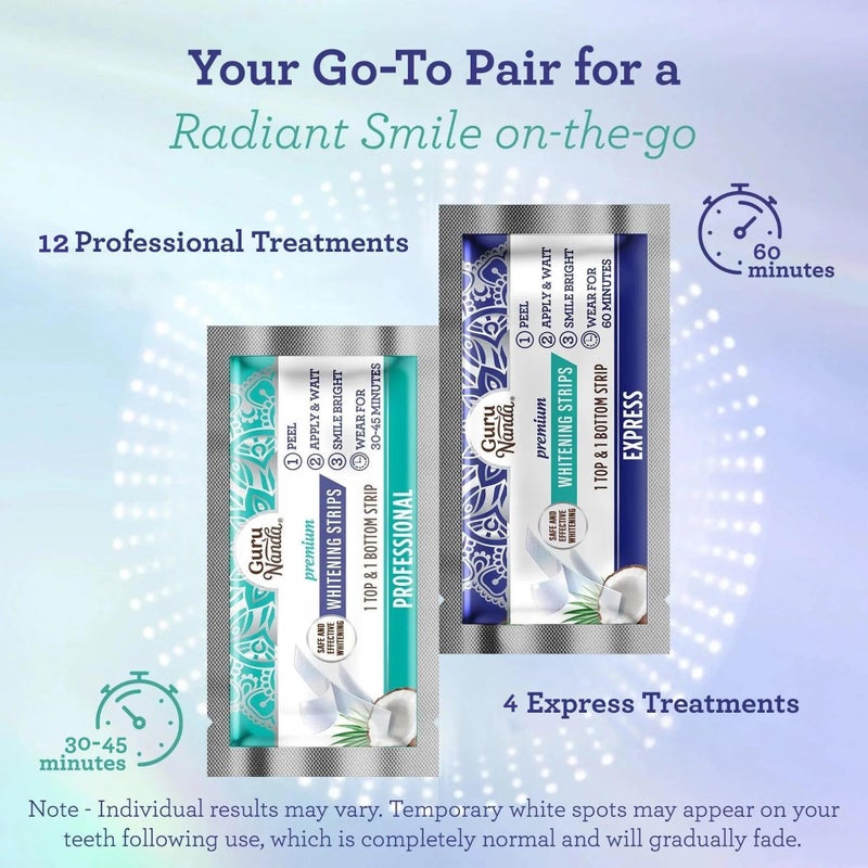 GuruNanda Teeth Whitening Strips - 16-Day Treatment with Non-Slip, Dry Strip Technology - Whitening Designed with Care for a Brighter Smile - Image 5
