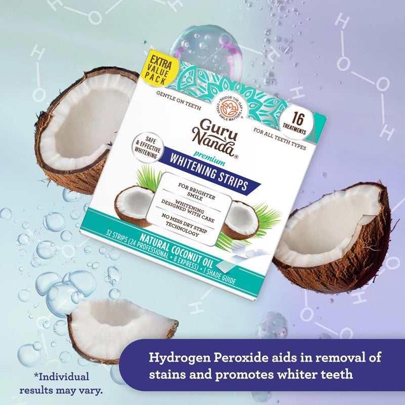 GuruNanda Teeth Whitening Strips - 16-Day Treatment with Non-Slip, Dry Strip Technology - Whitening Designed with Care for a Brighter Smile - Image 3