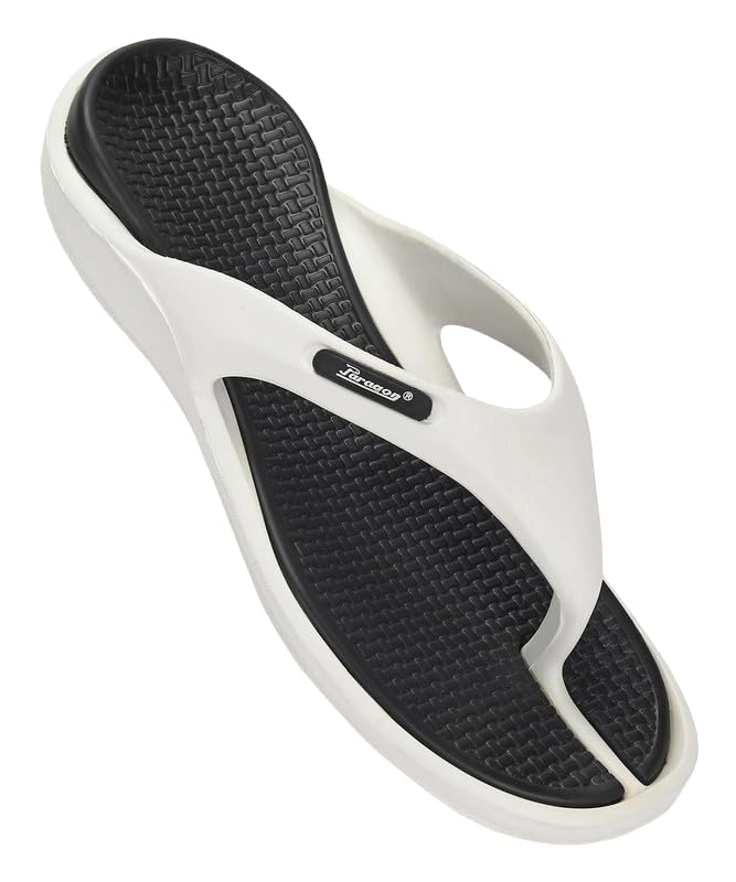 PARAGON K3417G Flip Flops for Men | Comfortable, Lightweight, Durable Slippers with Rubberised EVA Sole | Easy Washable Slip Ons | Ideal for Everyday Use White-Black - Image 1