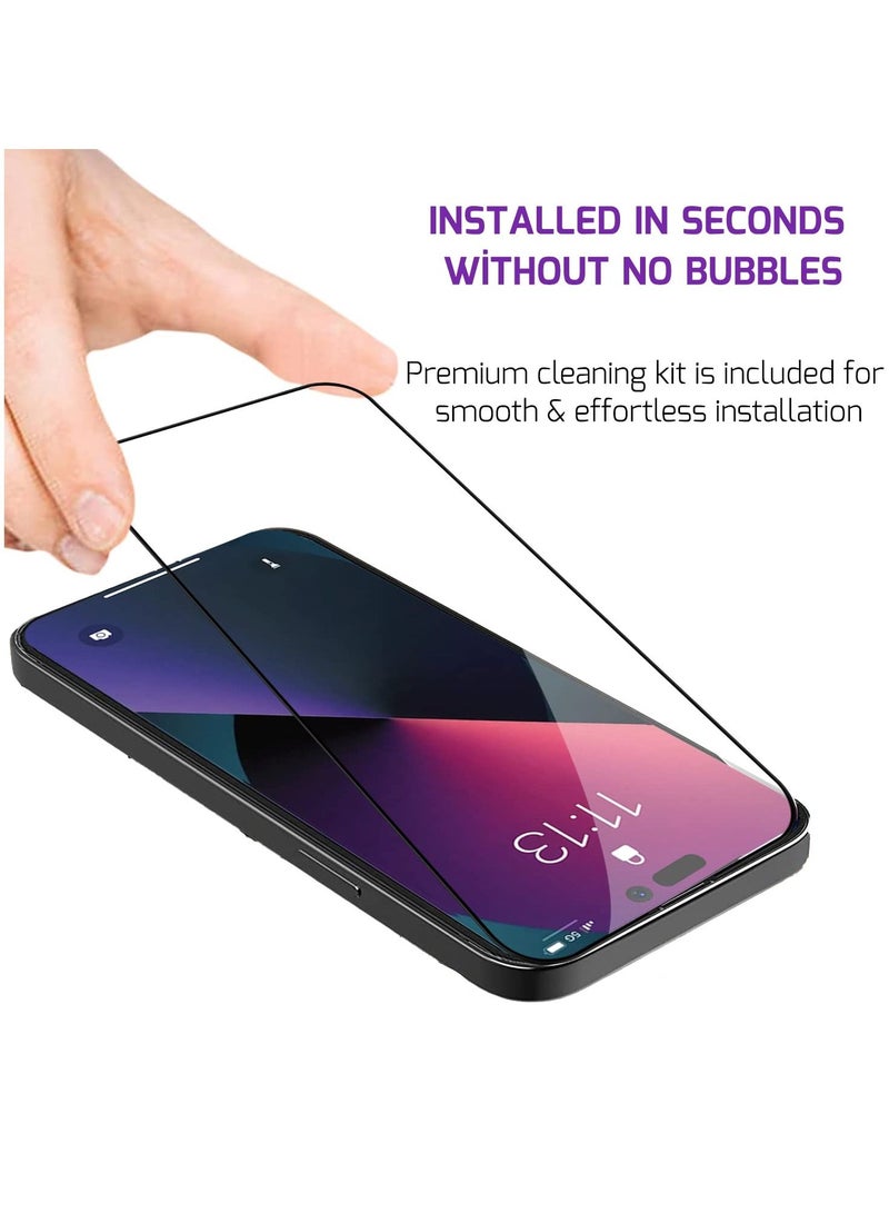 BORTONY Tempered Glass 2 Pack Screen Protector (14 Pro Max) Film Full Coverage Edge to Edge Case Friendly 9D Screen Protector For Apple iPhone 14 Pro Max 6.7'' Clear/BLACK - Image 3