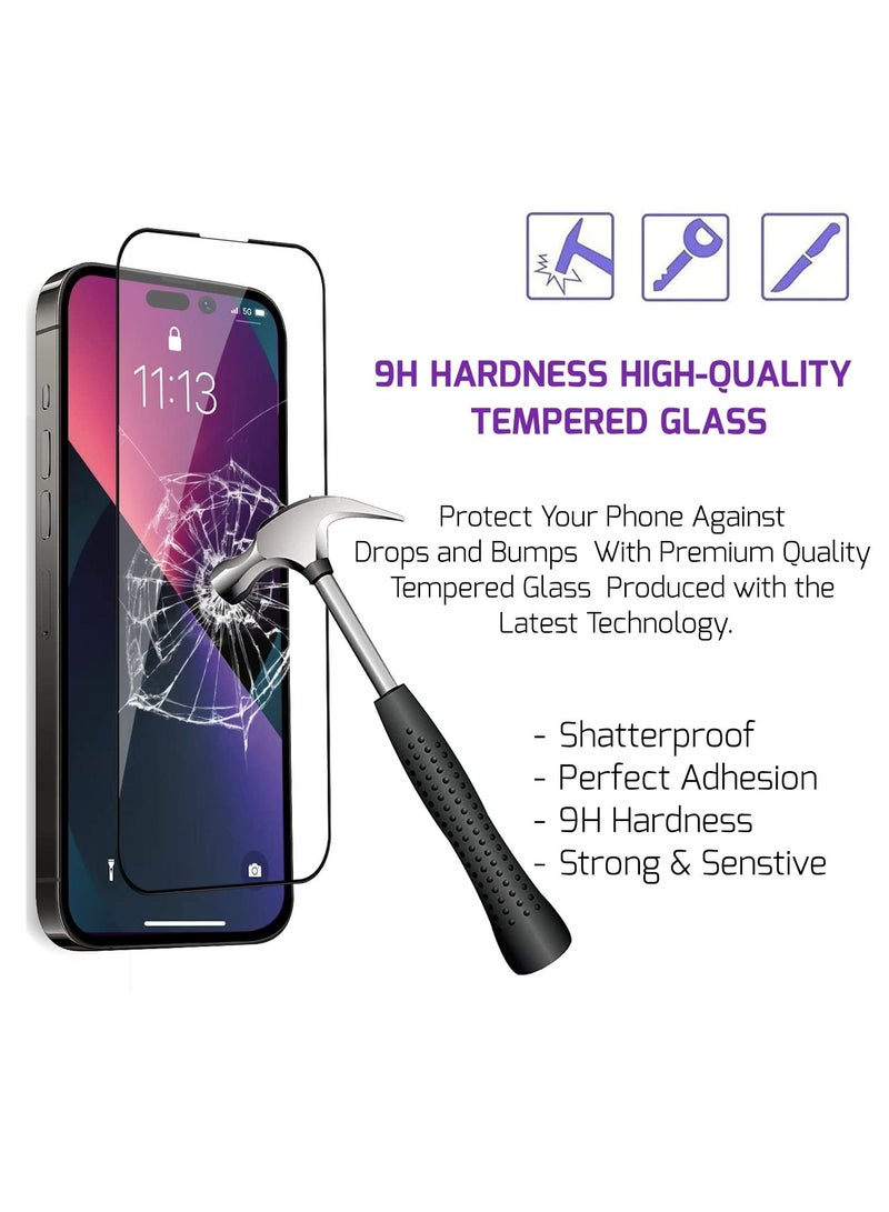BORTONY Tempered Glass 2 Pack Screen Protector (14 Pro Max) Film Full Coverage Edge to Edge Case Friendly 9D Screen Protector For Apple iPhone 14 Pro Max 6.7'' Clear/BLACK - Image 4