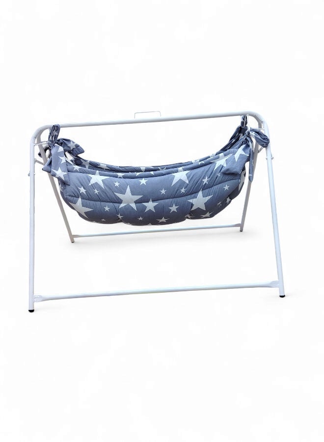 RIVAL Portable Baby Cradle with Durable Metal Frame - Soothing Manual Swing Bed for Infants & Newborns - Lightweight & Easy to Assemble - Image 3