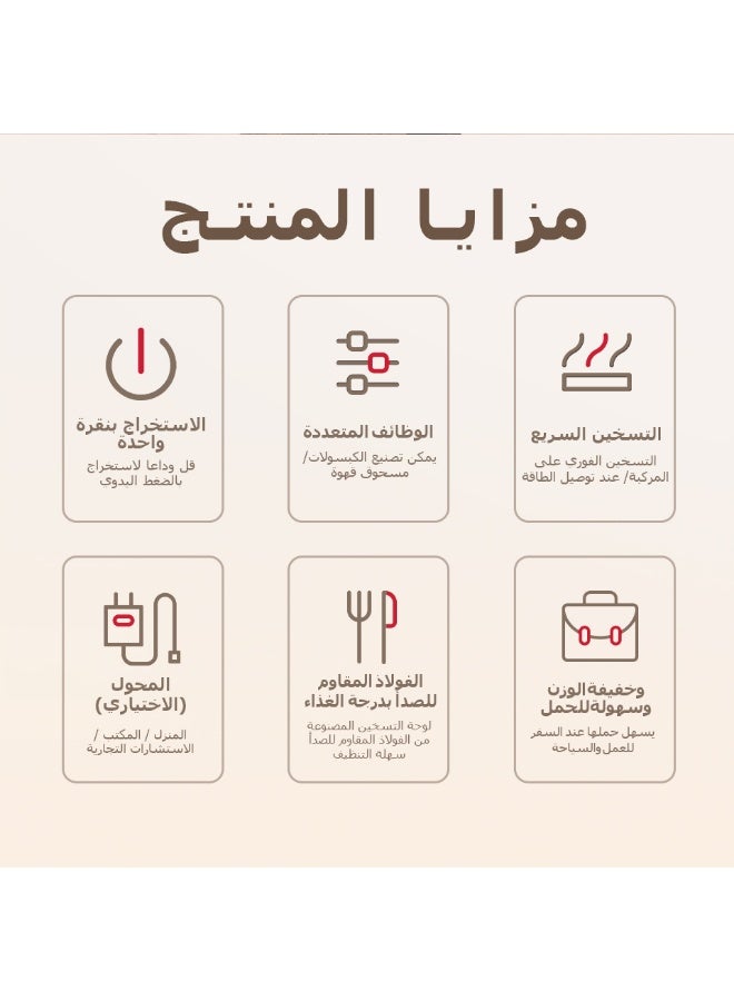 هيبرو ماكينة قهوة محمولة 3 في 1 من HiBREW للسيارة والمنزل، تعمل بجهد 12 فولت تيار مستمر، متوافقة مع كبسولات قهوة نسبريسو دولتشي ومسحوق القهوة H4 - Image 3