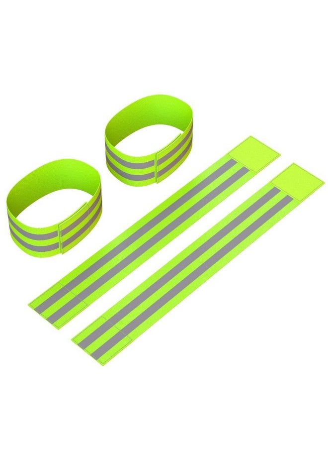 Apace Vision Reflective Ankle Bands (4 Bands/2 Pairs) ; High Visibility And Safety For Jogging/Cycling/Walking Etc ; Work As Wristbands Armband Leg Straps ; Accessories For Sports/Running Gear  - Image 1