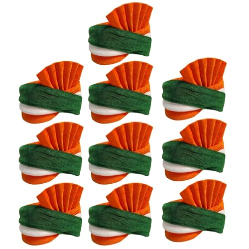 Kaku Fancy Dresses Tricolor Safa/Tricolor Pagdi for Independence Day/Republic Day Cap for Boys & Girls - Pack of 10 - Image 1