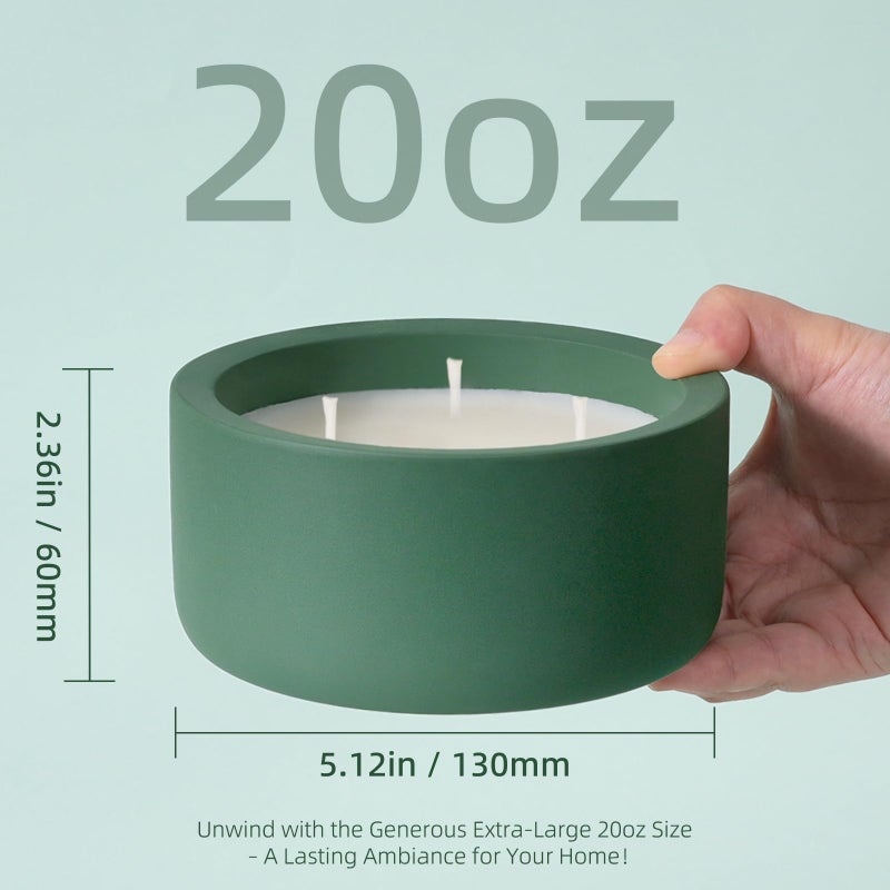 Viyffo 3 Wick 20oz Large Green Scented Candle â€“ Pine & Cinnamon, Non Toxic Soy Candle for Women & Men, Matte Ceramic Jar, Perfect Luxury Home Fragrance, Elegant Winter DÃ©cor & Premium Gift - Image 3