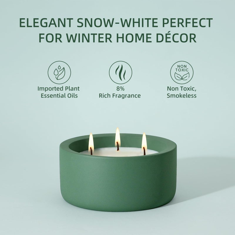 Viyffo 3 Wick 20oz Large Green Scented Candle â€“ Pine & Cinnamon, Non Toxic Soy Candle for Women & Men, Matte Ceramic Jar, Perfect Luxury Home Fragrance, Elegant Winter DÃ©cor & Premium Gift - Image 5