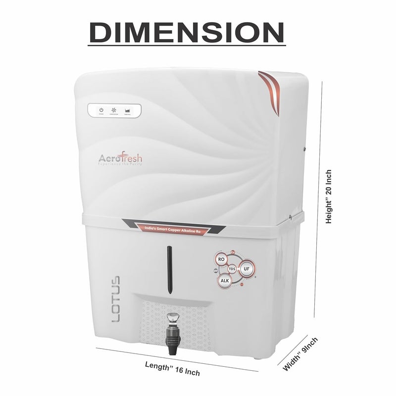 Aerofresh AeroFresh Lotus Copper Mineral ROUVUF 10 to 12 Liter RO UV TDS ADJUSTER Water Purifier with Copper Ultra Technology Black Best For Home and Office Made In IndiaWhite - Image 4