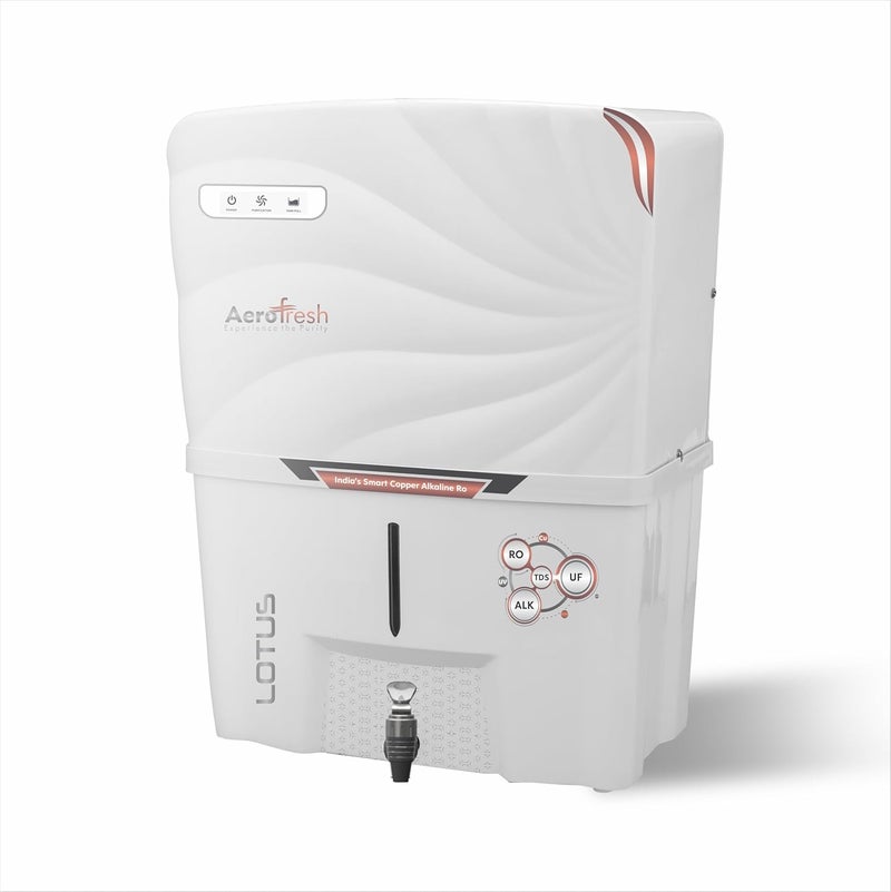 Aerofresh AeroFresh Lotus Copper Mineral ROUVUF 10 to 12 Liter RO UV TDS ADJUSTER Water Purifier with Copper Ultra Technology Black Best For Home and Office Made In IndiaWhite - Image 2