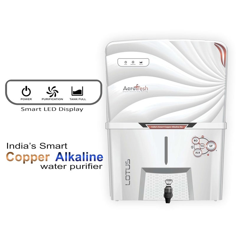 Aerofresh AeroFresh Lotus Copper Mineral ROUVUF 10 to 12 Liter RO UV TDS ADJUSTER Water Purifier with Copper Ultra Technology Black Best For Home and Office Made In IndiaWhite - Image 3