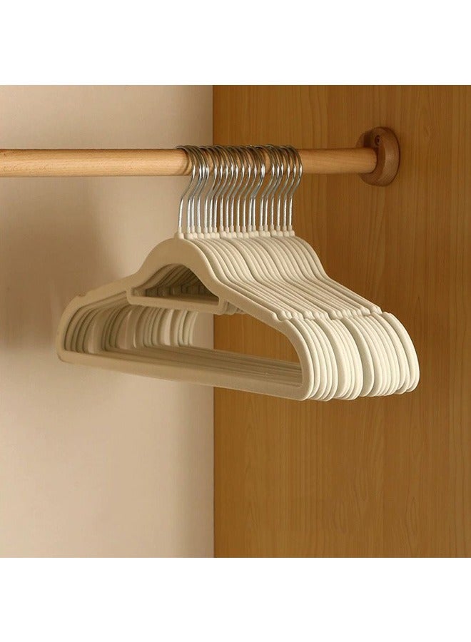 100 Pieces Of Non-Slip Seamless Velvet Cloth Rack Set, 360-Degree Rotating Velvet Hanger, Non-Slip Thickened Load-Bearing Design, Space-Saving Wardrobe Storage, Apricot - Image 1