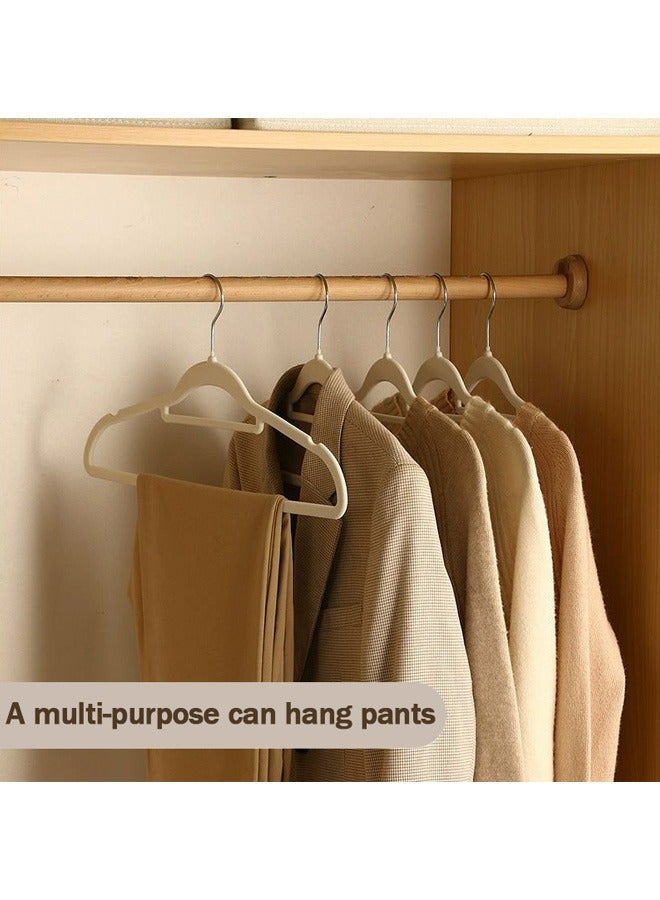 100 Pieces Of Non-Slip Seamless Velvet Cloth Rack Set, 360-Degree Rotating Velvet Hanger, Non-Slip Thickened Load-Bearing Design, Space-Saving Wardrobe Storage, Apricot - Image 3