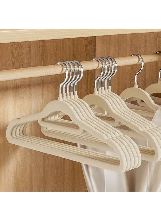 100 Pieces Of Non-Slip Seamless Velvet Cloth Rack Set, 360-Degree Rotating Velvet Hanger, Non-Slip Thickened Load-Bearing Design, Space-Saving Wardrobe Storage, Apricot - Image 4