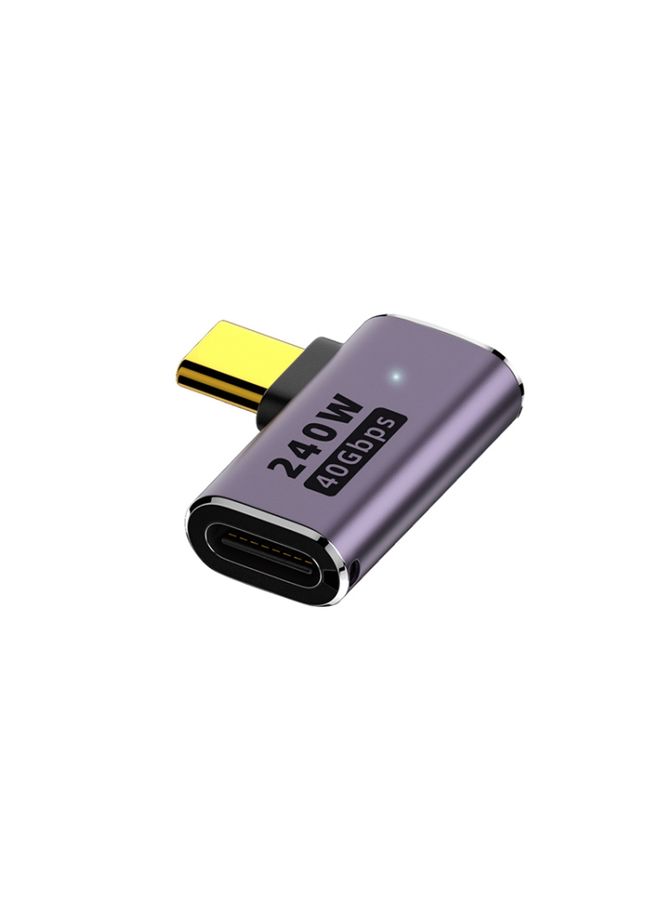 BURAQ 240W USB-C/Type-C Female to USB-C/Type-C Male 40Gbps Side Bend Adapter with Light - Image 1