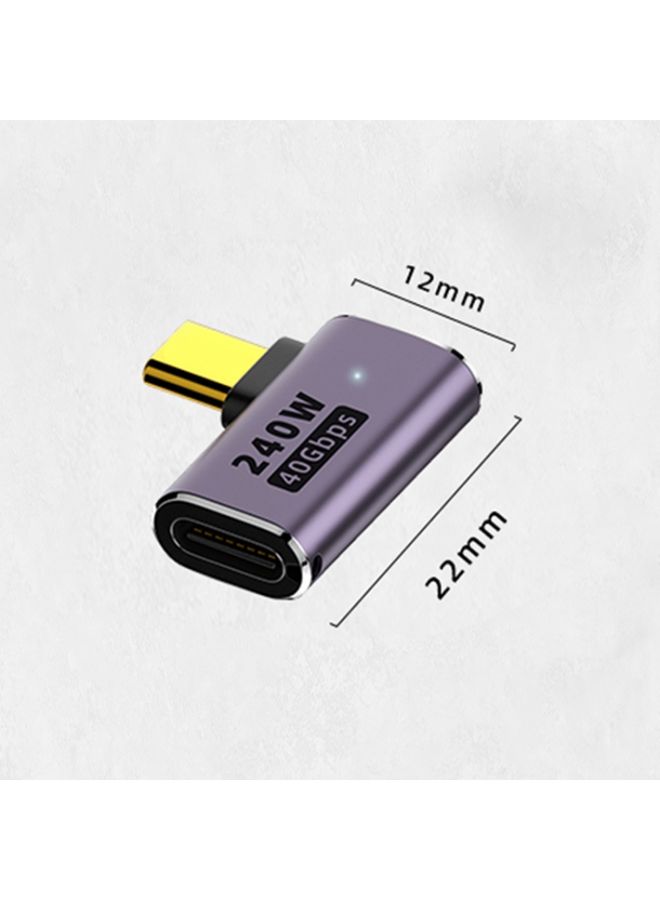 BURAQ 240W USB-C/Type-C Female to USB-C/Type-C Male 40Gbps Side Bend Adapter with Light - Image 2
