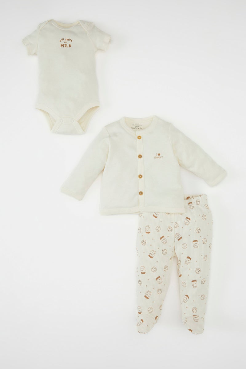 DeFacto Baby Boy Printed 3 Piece Newborn Set - Image 1