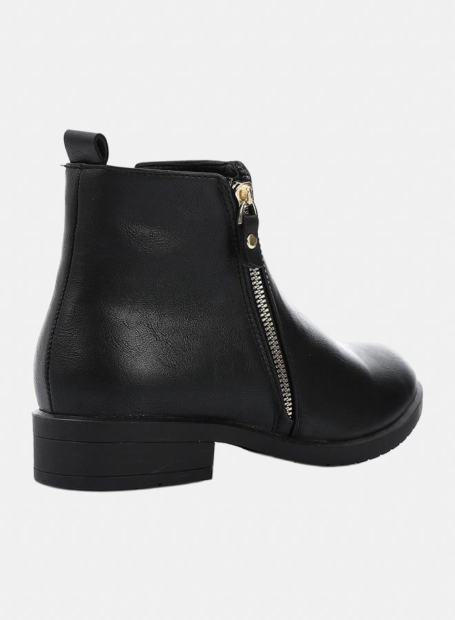 XO Style Leather Ankle Boot 1014-Black 2CM - Image 2