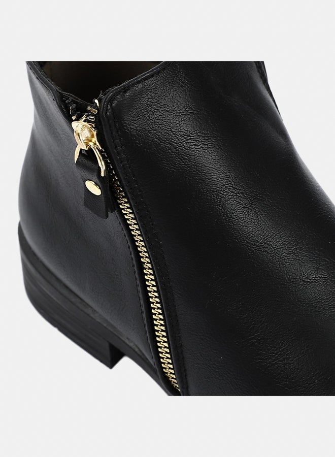 XO Style Leather Ankle Boot 1014-Black 2CM - Image 3