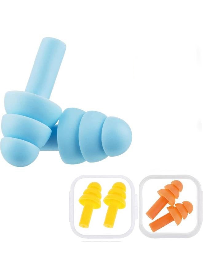 Generic 3 Pairs Swimming Earplugs Reusable Ear Plugs, Waterproof Hypoallergenic Noise Reduction Earplugs for Hearing Protection, Suitable for Sleeping, Snoring, Swimming, Concerts Case Yellow Orange and Light Blue  - Image 1
