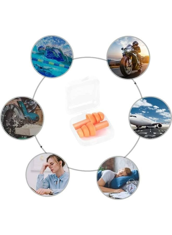 Generic 3 Pairs Swimming Earplugs Reusable Ear Plugs, Waterproof Hypoallergenic Noise Reduction Earplugs for Hearing Protection, Suitable for Sleeping, Snoring, Swimming, Concerts Case Yellow Orange and Light Blue  - Image 2