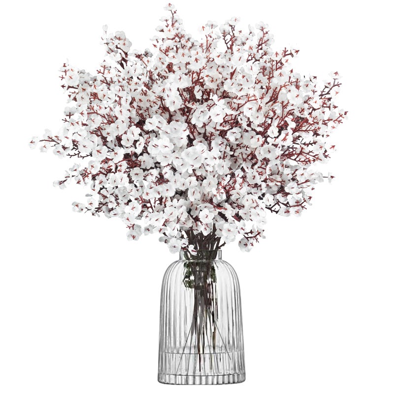 Uieke 6 Pcs Babys Breath Artificial Flowers Fake Silk White Flowers Faux Gypsophila Bouquet Real Touch Floral for Home Wedding Party Centerpieces DIY Dcor