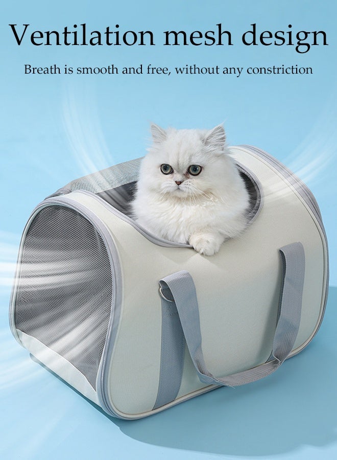 DUNISO حقيبة نقل حيوانات أليفة محمولة قابلة للطي مع حزام كتف قابل للتعديل، حقيبة سفر مريحة وجيدة التهوية للحيوانات الأليفة الصغيرة والمتوسطة مثل القطط. - Image 2