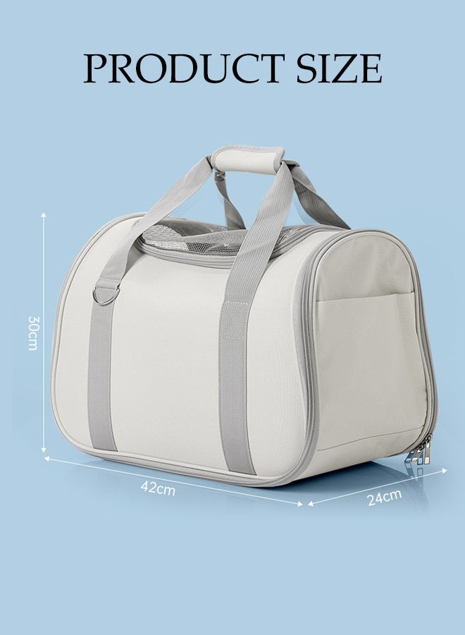 DUNISO حقيبة نقل حيوانات أليفة محمولة قابلة للطي مع حزام كتف قابل للتعديل، حقيبة سفر مريحة وجيدة التهوية للحيوانات الأليفة الصغيرة والمتوسطة مثل القطط. - Image 3