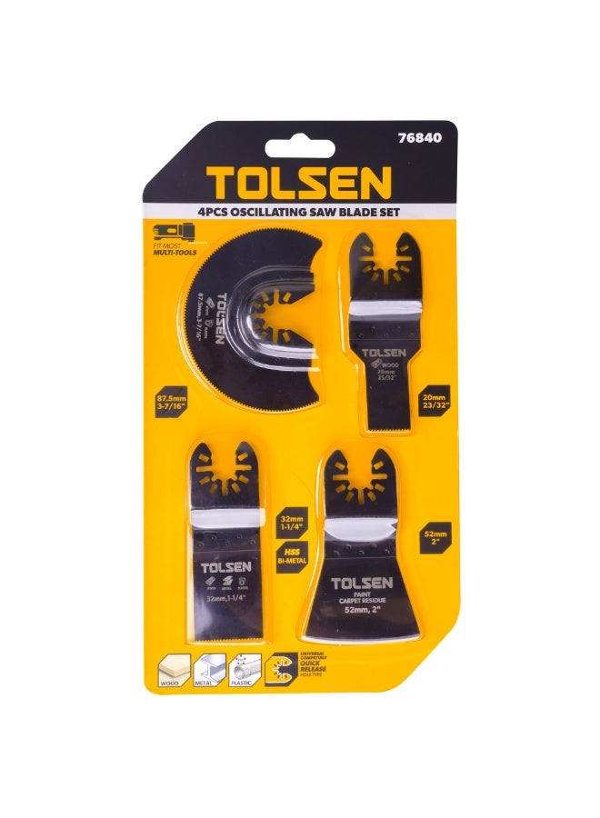 Tolsen 76840 4PCS Oscillating Saw Blade Set – Universal Multi-Tool Blades for Wood, Metal, Scraping & Cutting - Image 1